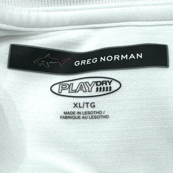GREG NORMAN WHITE TONAL STRIPE PATTERN PLAY DRY COLLARED POLO SHIRT - Picture 8 of 11